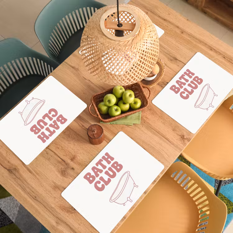 Retro - Bad - Roze Placemat vinyl groot -zzsfeer5_Kitchenyeah-website