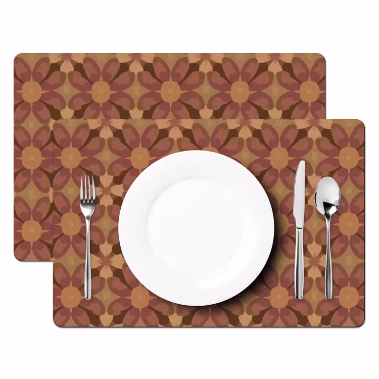 Retro - Bloemen - Bruin Placemat vinyl groot 368 -zzsfeer2_Kitchenyeah-website