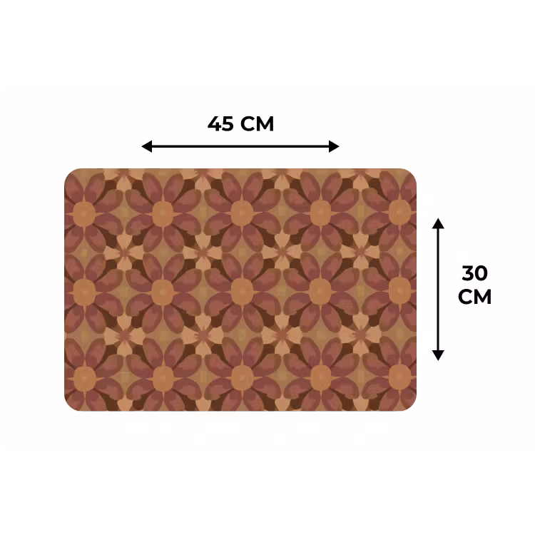 Retro - Bloemen - Bruin Placemat vinyl groot 368 -specs