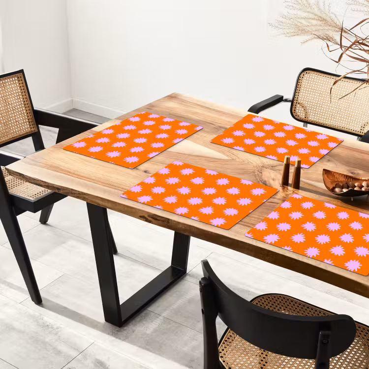 Retro - Bloemen - Oranje Placemat vinyl groot 368 -zzsfeer4_Kitchenyeah-website