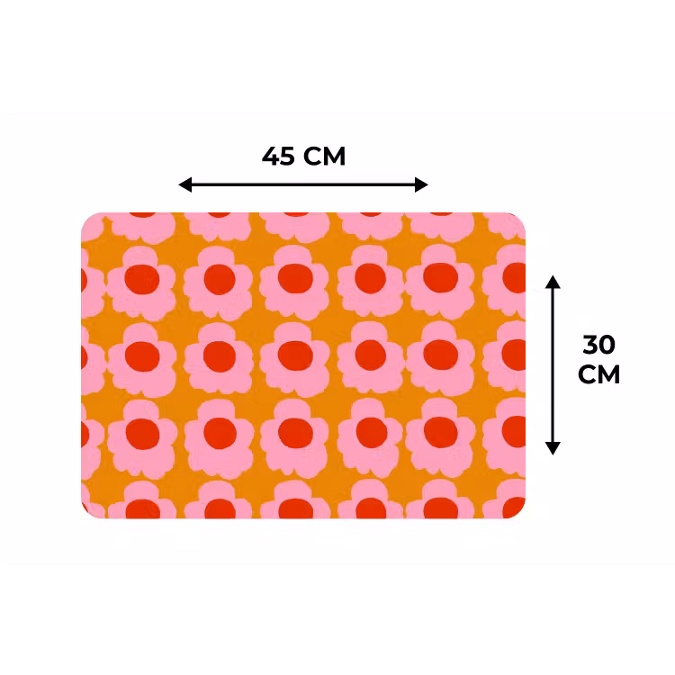 Retro - Bloemen - Roze Placemat vinyl groot 368 -specs