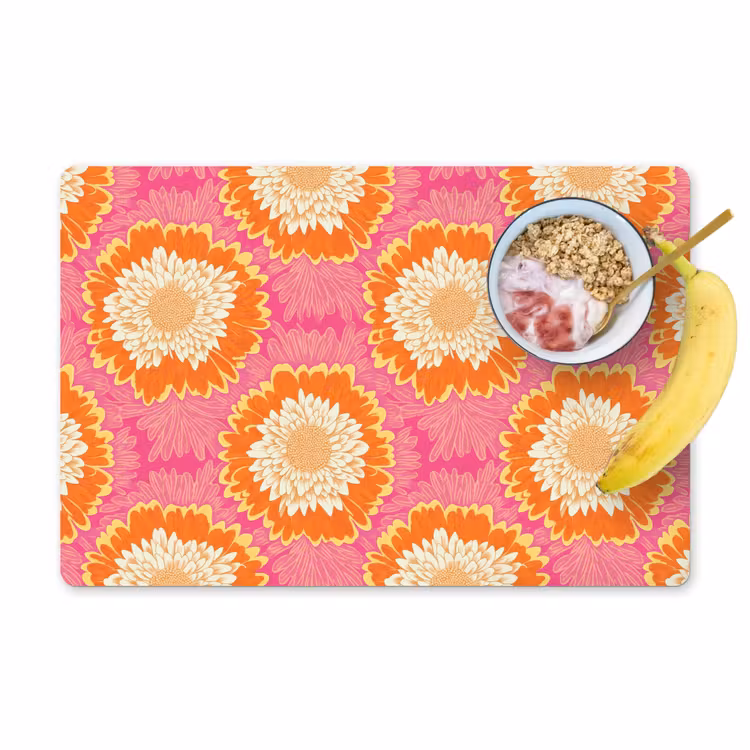 Retro - Bloemen - Kleurrijk Placemat vinyl groot 368 -zzzproduct_Kitchenyeah-website