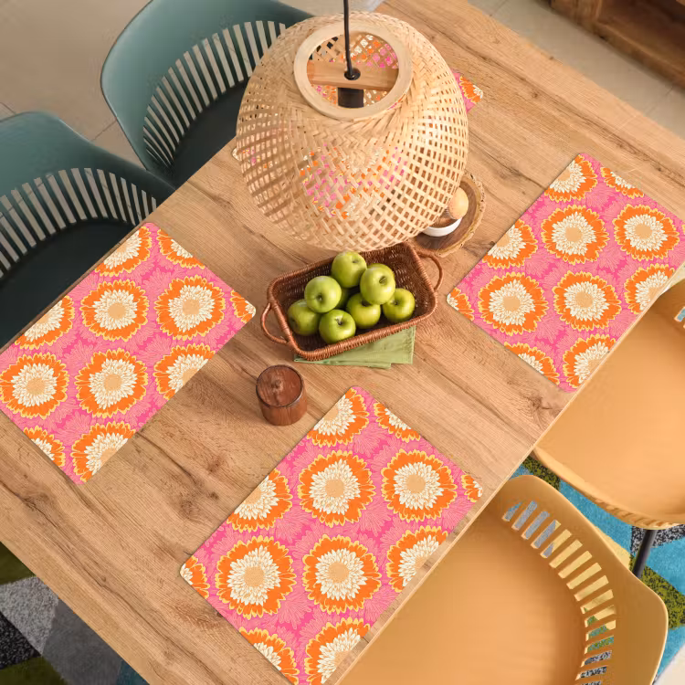 Retro - Bloemen - Kleurrijk Placemat vinyl groot 368 -zzsfeer5_Kitchenyeah-website
