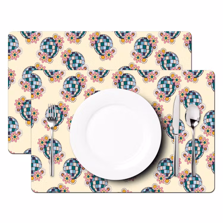 Retro - Disco - Bloemen - Discobal Placemat vinyl groot 368 -zzsfeer2_Kitchenyeah-website