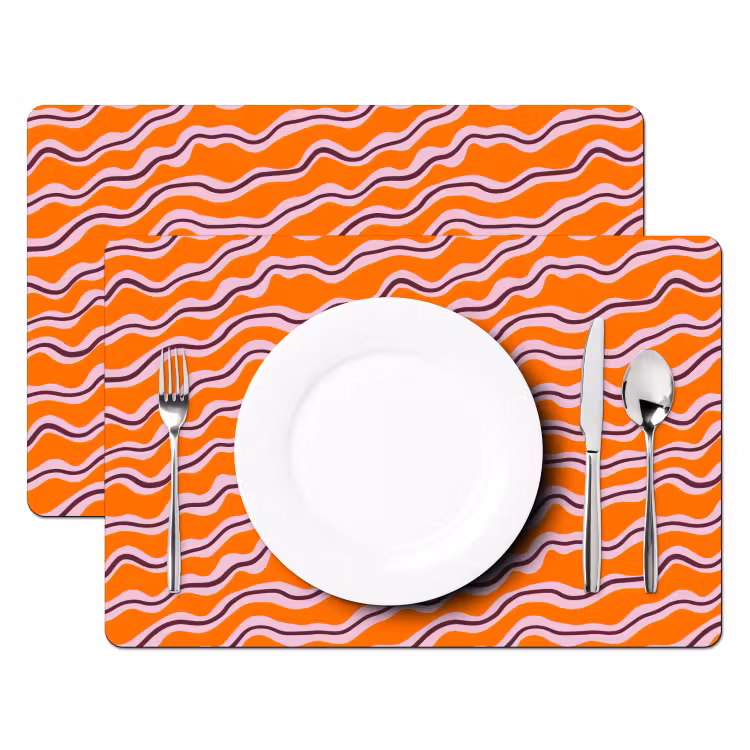 Retro - Golvend - Oranje Placemat vinyl groot 368 -zzsfeer2_Kitchenyeah-website