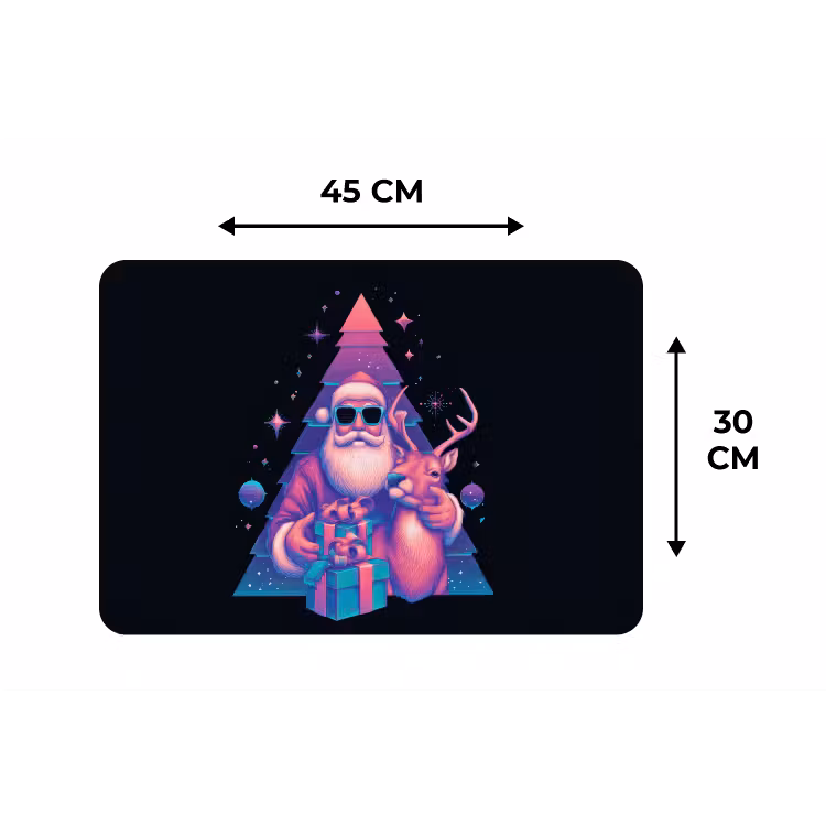 Retro - Kerstman - Rendieren - Kerstboom Placemat vinyl groot -specs