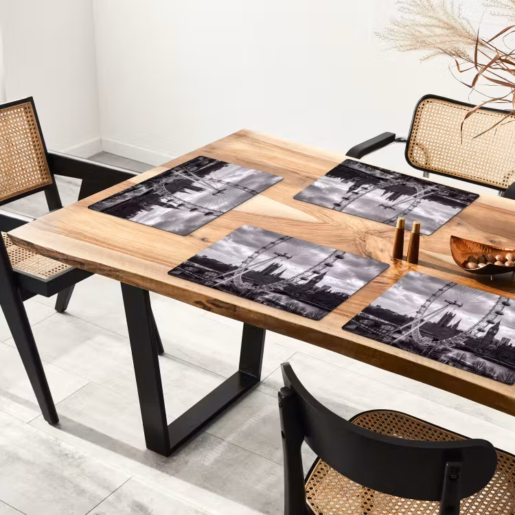 Reuzenrad - Klokkentoren - Architectuur - Zwart-wit - Stad Placemat vinyl groot -zzsfeer4_Kitchenyeah-website