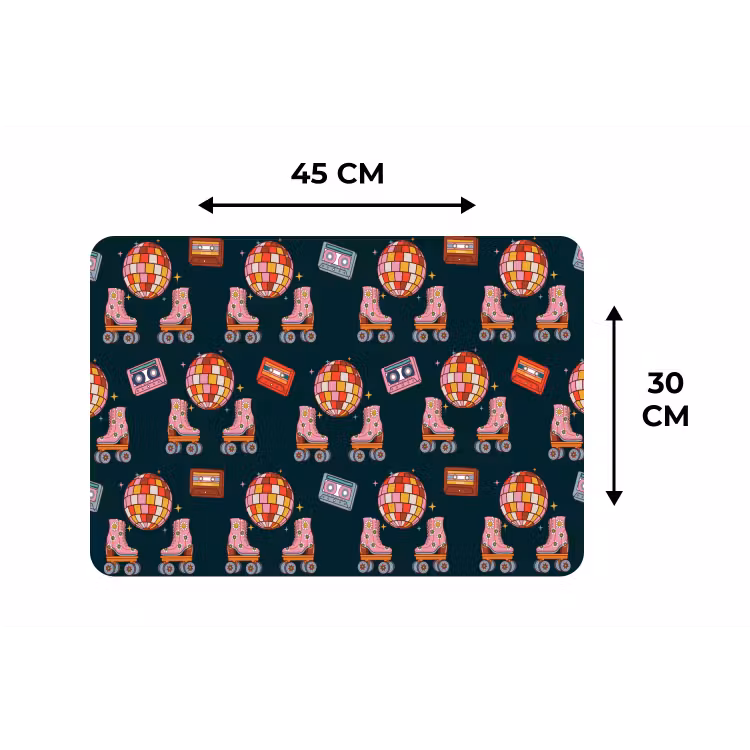 Rolschaatsen - Patroon - Disco Placemat vinyl groot 368 -specs