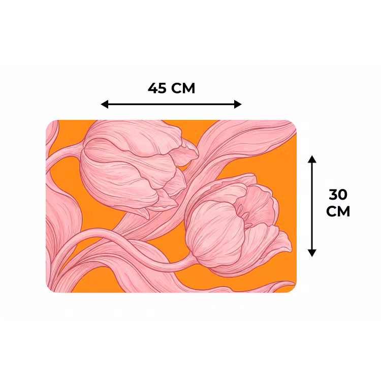 Tischset - 6 Stück - Rosa Blumen – Modern - Roze bloemen - Modern Placemat vinyl groot