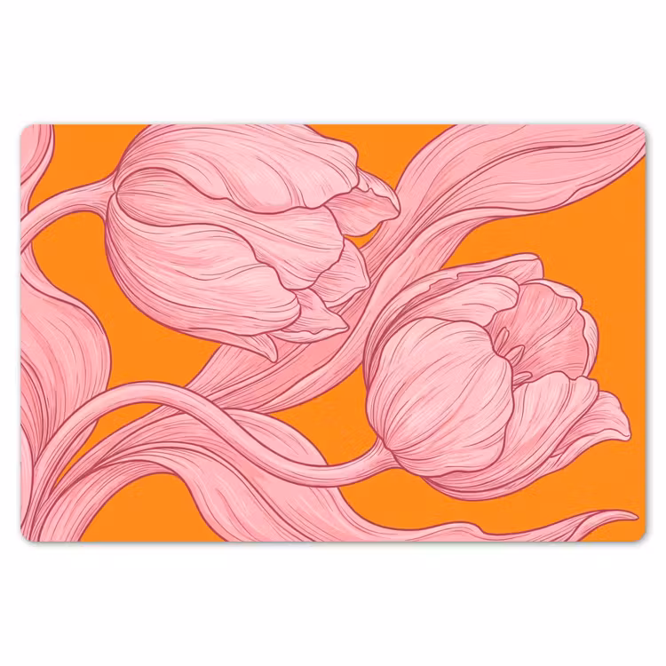 Tischset - 6 Stück - Rosa Blumen – Modern - Roze bloemen - Modern Placemat vinyl groot