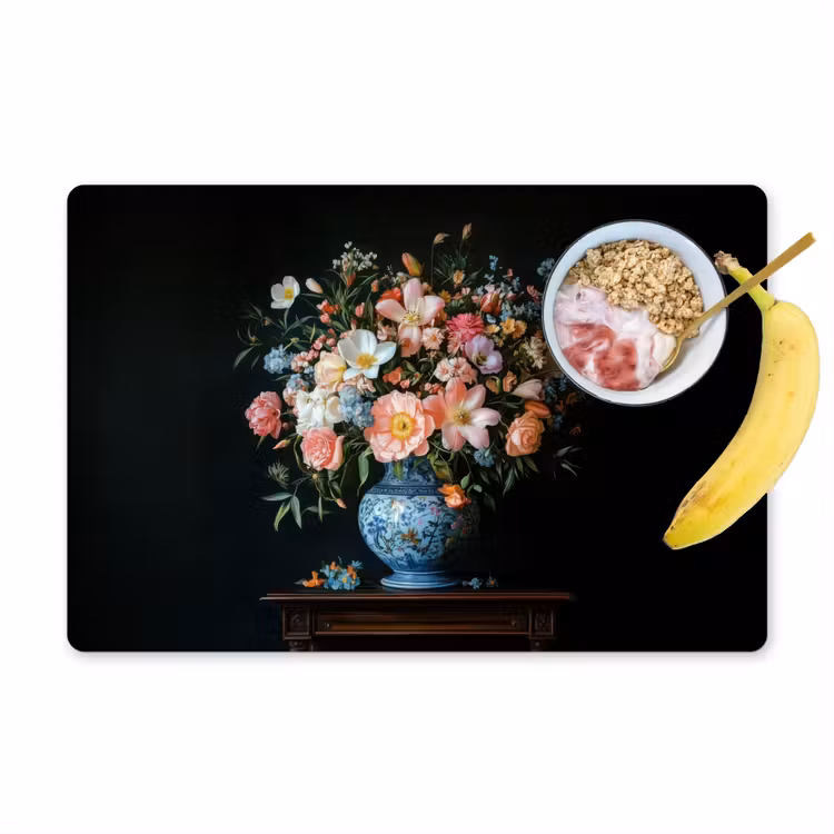 Roze - Bloemen - Vaas - Kleuren Placemat vinyl groot -zzzproduct_Kitchenyeah-website