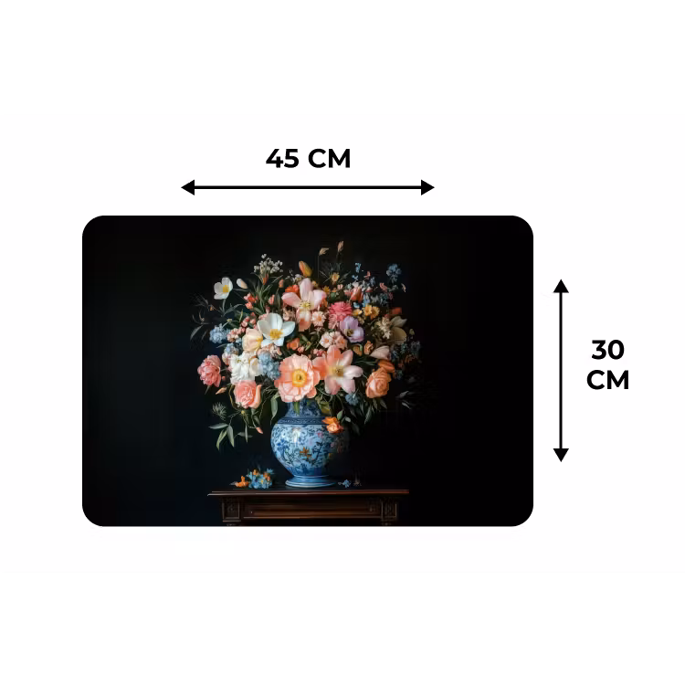 Roze - Bloemen - Vaas - Kleuren Placemat vinyl groot -specs