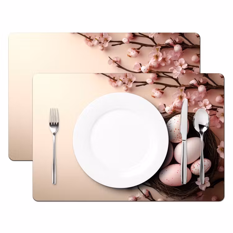 Roze - Bloesems - Eieren Placemat vinyl groot -zzsfeer2_Kitchenyeah-website