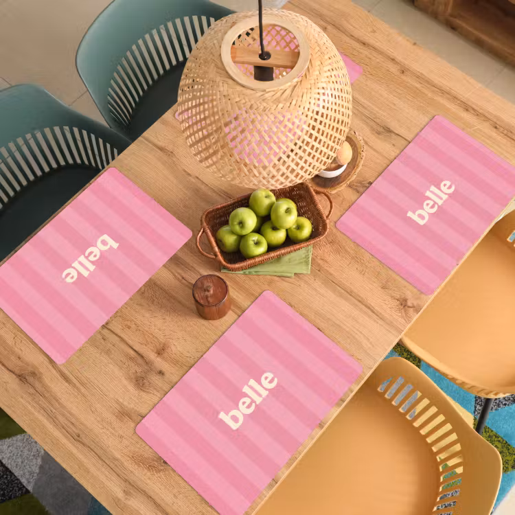 Roze - Gestreept - Belle Placemat vinyl groot -zzsfeer5_Kitchenyeah-website