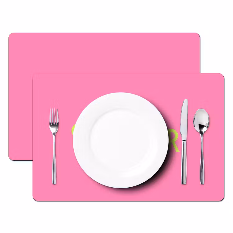 Roze - Groene Bonjour - art-deco Placemat vinyl groot -zzsfeer2_Kitchenyeah-website