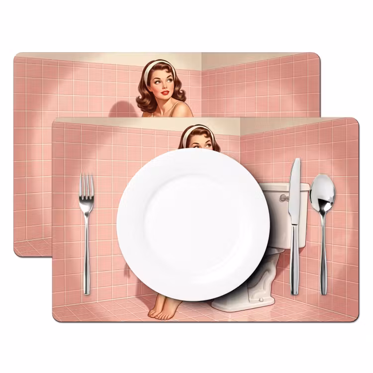Roze - Retro - Vrouw Placemat vinyl groot -zzsfeer2_Kitchenyeah-website
