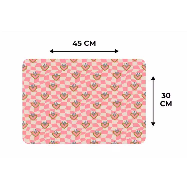 Roze - Retro - Patroon - Geblokt Placemat vinyl groot 368 -specs