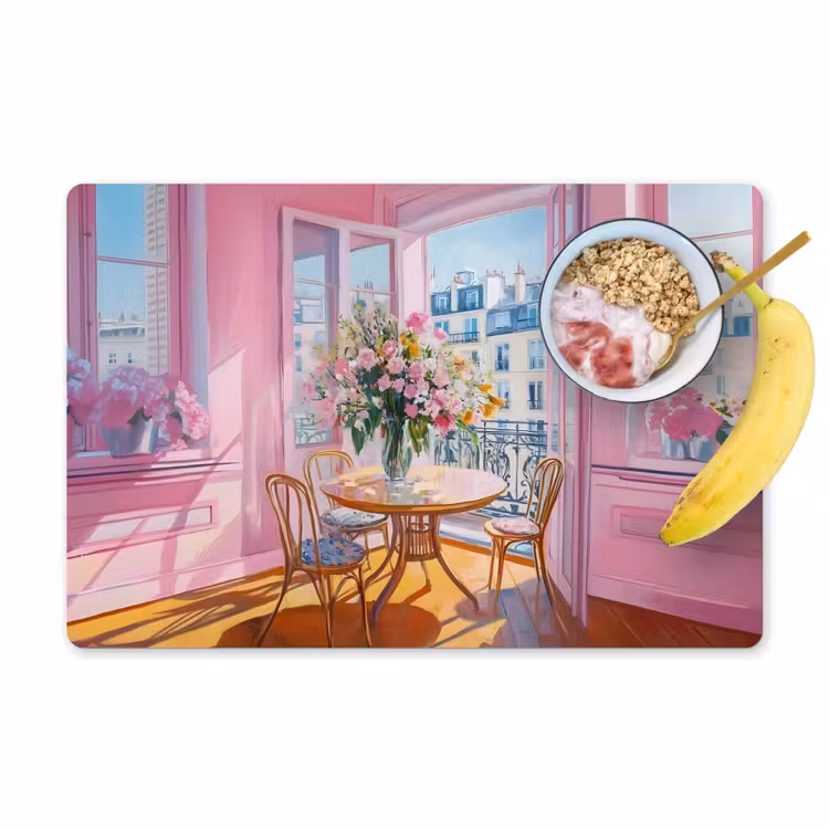 Pink - City - Bloemen Placemat vinyl groot -zzzproduct_Kitchenyeah-website