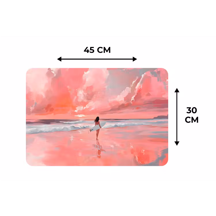 Roze - Surfen - Zee Placemat vinyl groot -specs