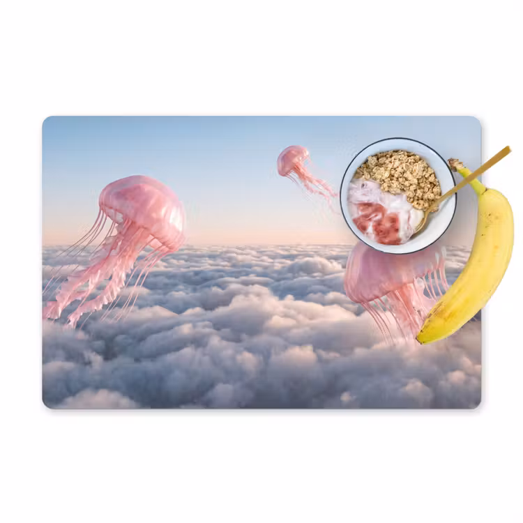 Tischset - 6 Stück - Rosa Tier – Wolken - Roze dier - Wolken Placemat vinyl groot