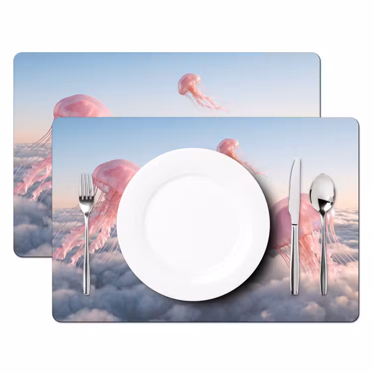Tischset - 6 Stück - Rosa Tier – Wolken - Roze dier - Wolken Placemat vinyl groot