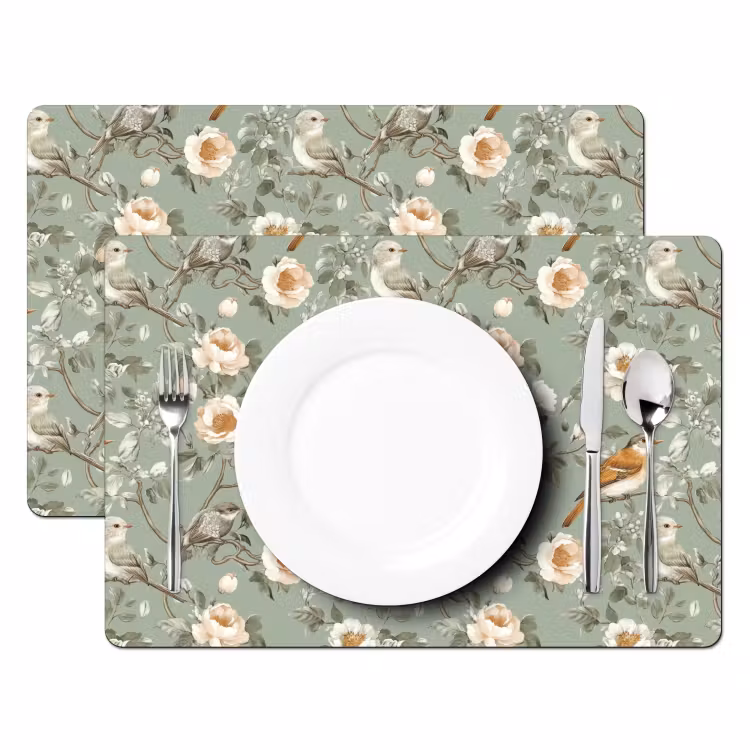 Roze - Vogels - Kleurrijk Placemat vinyl groot 368 -zzsfeer2_Kitchenyeah-website