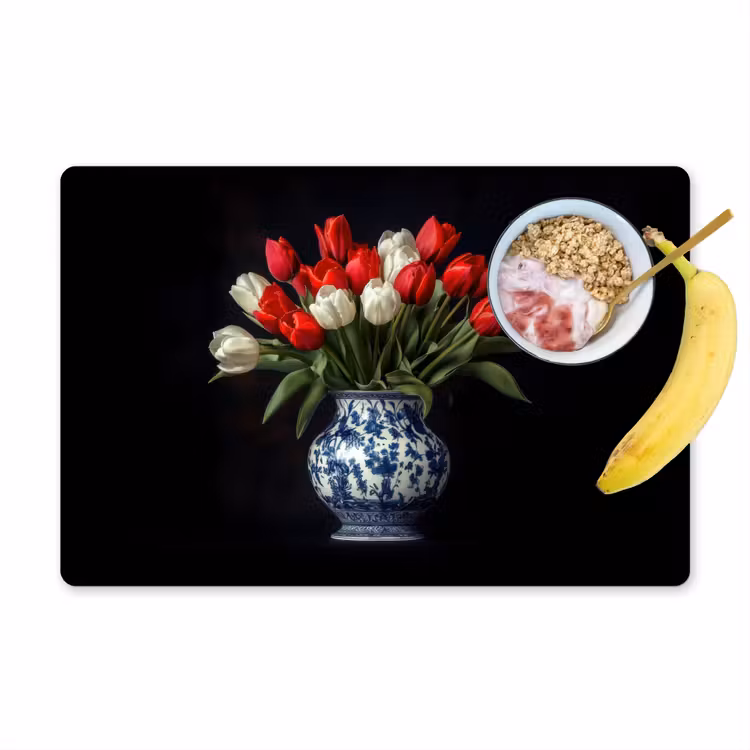 Rode - Bloemen - Tulpen - Vaas Placemat vinyl groot -zzzproduct_Kitchenyeah-website