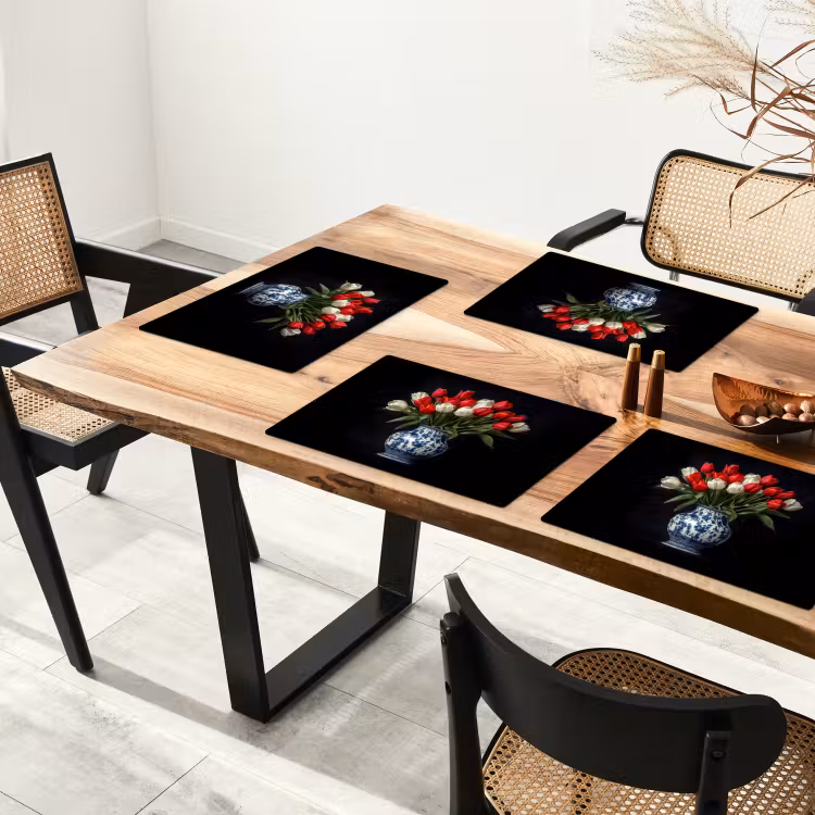 Rode - Bloemen - Tulpen - Vaas Placemat vinyl groot -zzsfeer4_Kitchenyeah-website