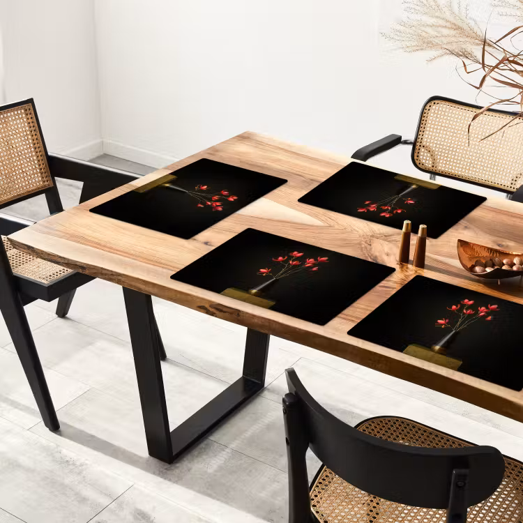 Rode - Bloemen - Vaas Placemat vinyl groot -zzsfeer4_Kitchenyeah-website