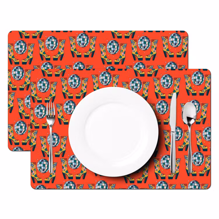 Rood - Disco - Patroon Placemat vinyl groot 368 -zzsfeer2_Kitchenyeah-website