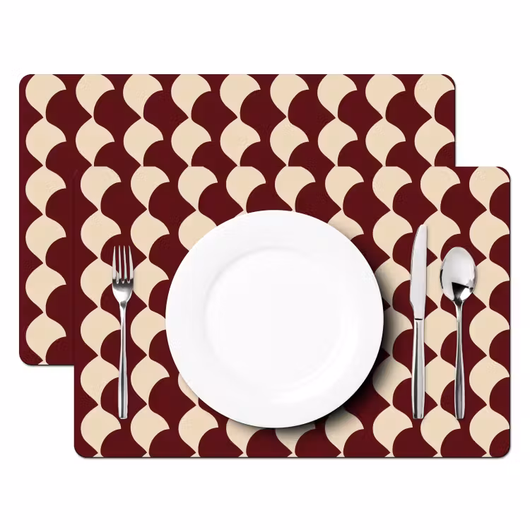 Rood - Tegelpatroon - Crème Placemat vinyl groot 368 -zzsfeer2_Kitchenyeah-website