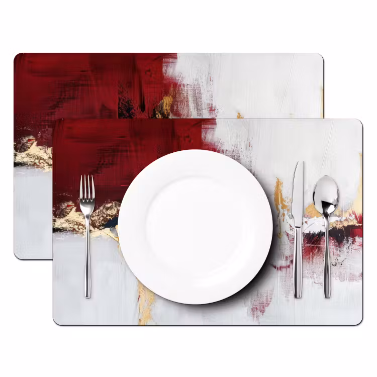 Rood - Marmer - Abstract - Goud - Modern Placemat vinyl groot -zzsfeer2_Kitchenyeah-website
