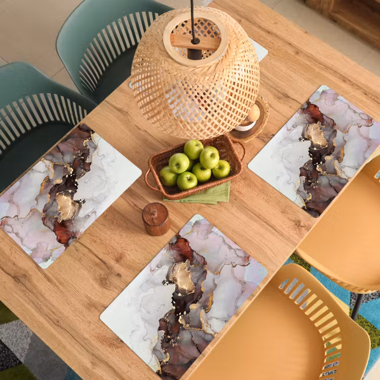 Rood - Marmer - Goud Placemat vinyl groot -zzsfeer5_Kitchenyeah-website
