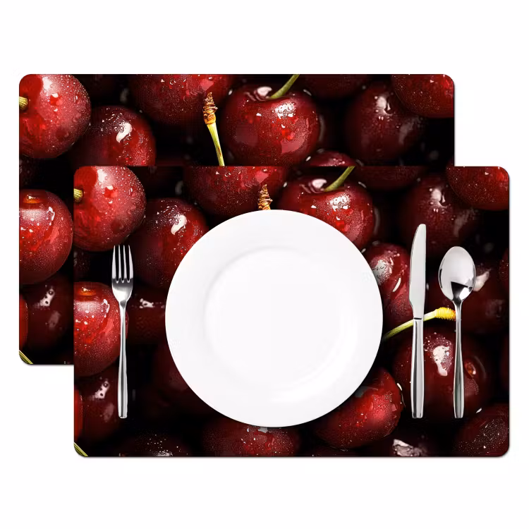 Rood - Fruit - Kersen Placemat vinyl groot -zzsfeer2_Kitchenyeah-website