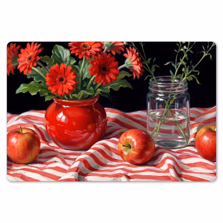 Tischset - 6 Stück - Rote Blumen – Vase - Rode bloemen - Vaas Placemat vinyl groot