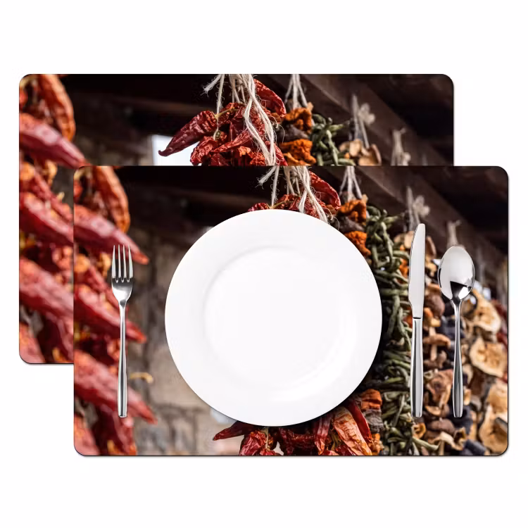 Tischset - 6 Stück - Rote Chilischoten – Essen - Rode pepers - Eten Placemat vinyl groot