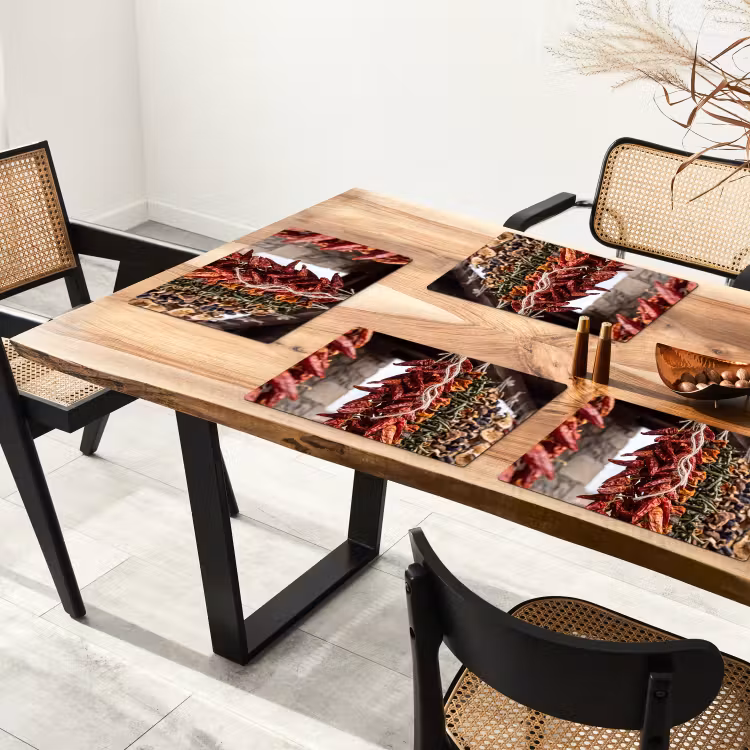 Tischset - 6 Stück - Rote Chilischoten – Essen - Rode pepers - Eten Placemat vinyl groot