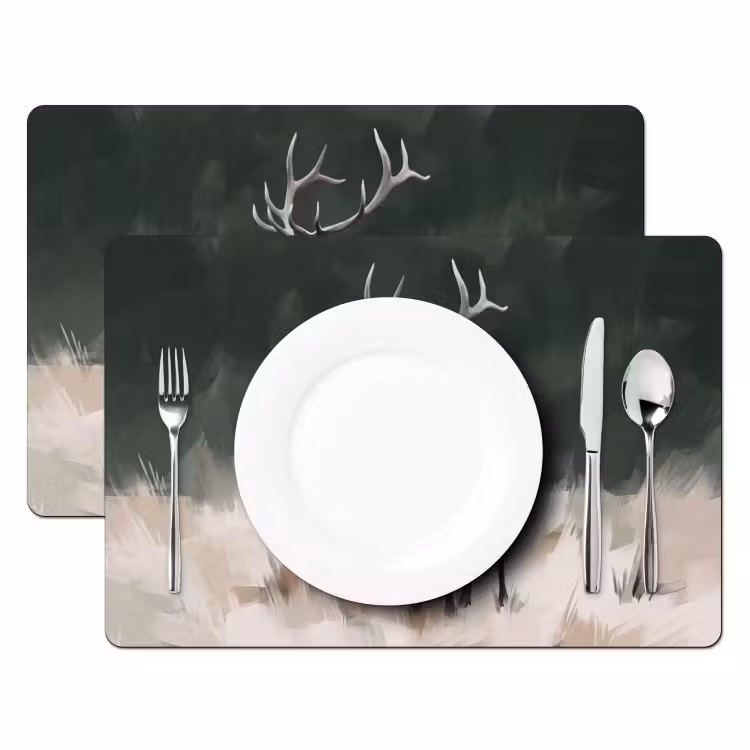 Edelhert - Gewei - Schildering - Rustiek Placemat vinyl groot -zzsfeer2_Kitchenyeah-website