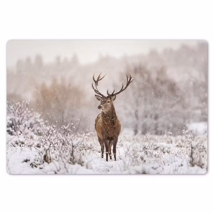 Edelhert - Bos - Sneeuw - Winter - Majestueus Placemat vinyl groot -zzsfeer1_Kitchenyeah-website