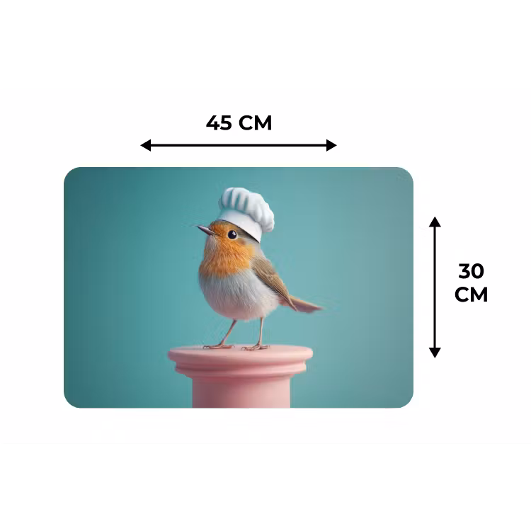 Roodborstje - Vogel - Koksmuts - Sokkel Placemat vinyl groot -specs