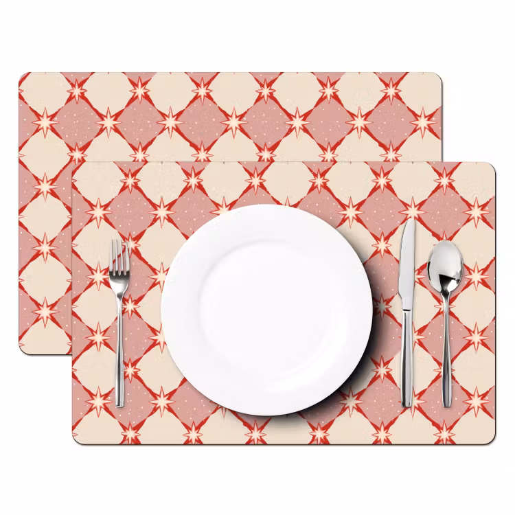 Ruiten - Sterren - Vintage - Oudroze - Rood Placemat vinyl groot 368 -zzsfeer2_Kitchenyeah-website