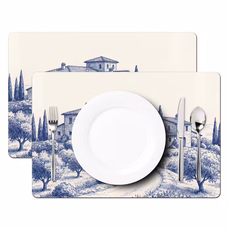 Rustiek - Landgoed - Blauw Placemat vinyl groot -zzsfeer2_Kitchenyeah-website