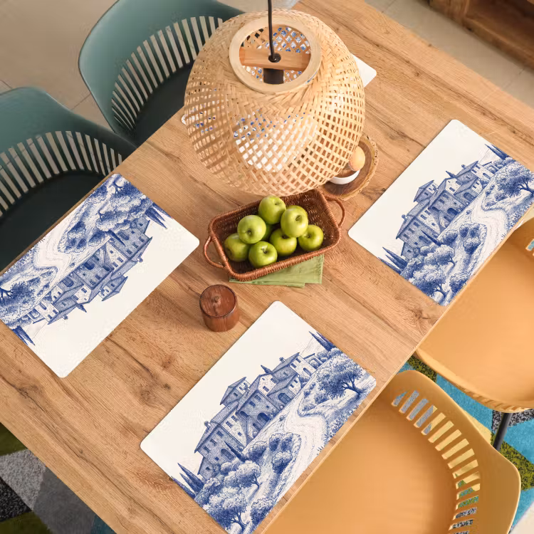 Rustiek - Landgoed - Blauw Placemat vinyl groot -zzsfeer5_Kitchenyeah-website