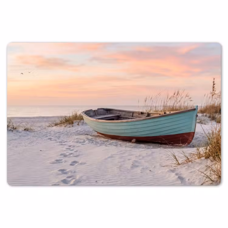 Rustiek - Roeiboot - Zandstrand Placemat vinyl groot -zzsfeer1_Kitchenyeah-website
