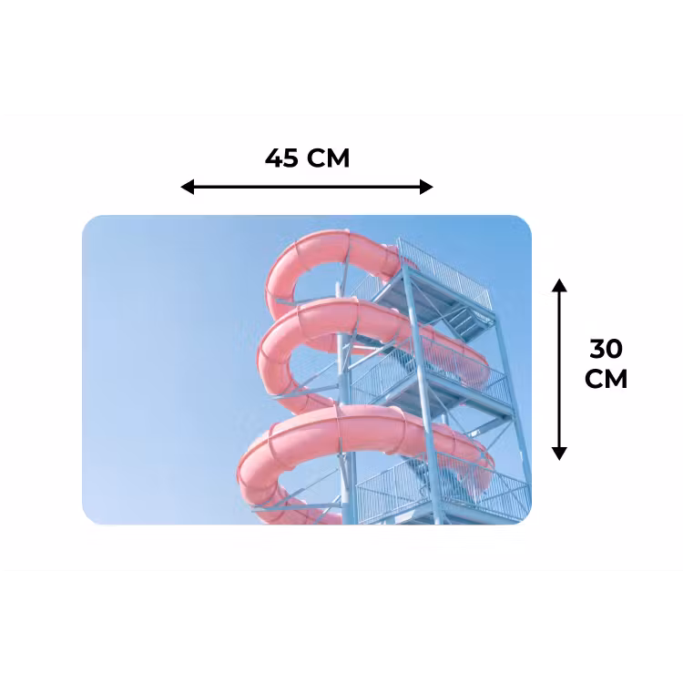 Glijbaan - Waterpark - Spiraal - Modern - Roze Placemat vinyl groot -specs