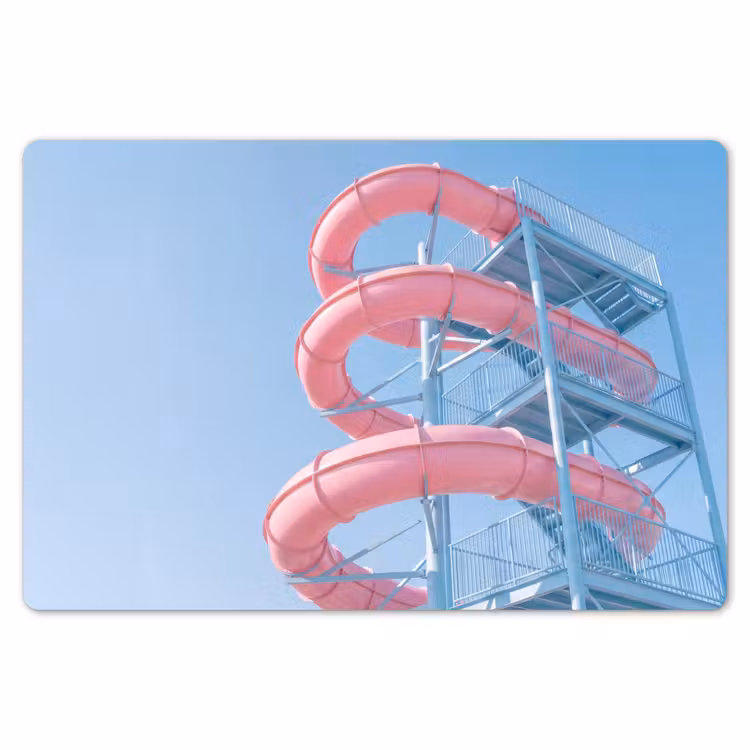 Glijbaan - Waterpark - Spiraal - Modern - Roze Placemat vinyl groot -zzsfeer1_Kitchenyeah-website