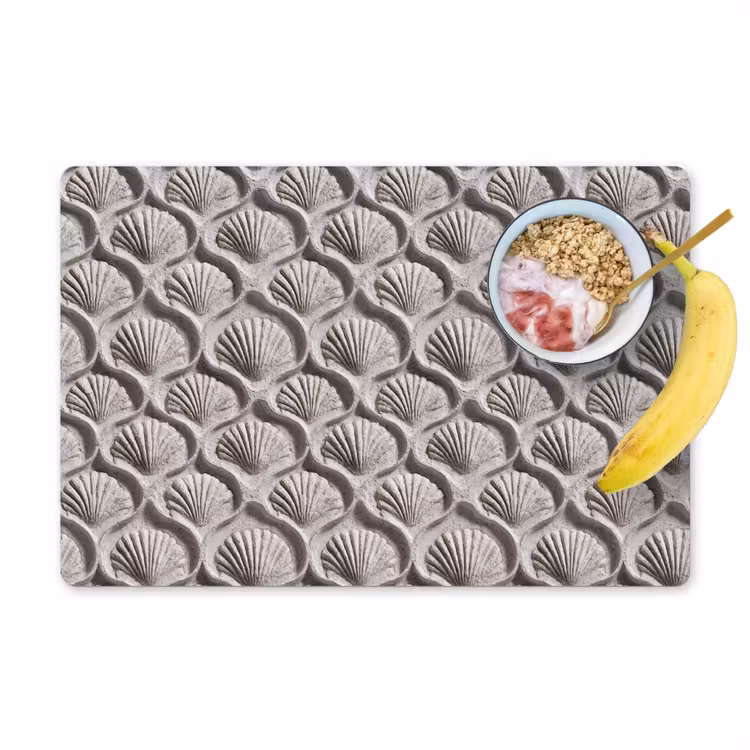 Zand - Schelpenvorm - Grijs Placemat vinyl groot 368 -zzzproduct_Kitchenyeah-website