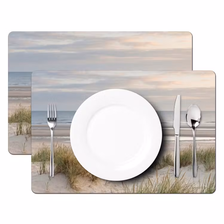 Zandstrand - Bewolkt - Duinen Placemat vinyl groot -zzsfeer2_Kitchenyeah-website