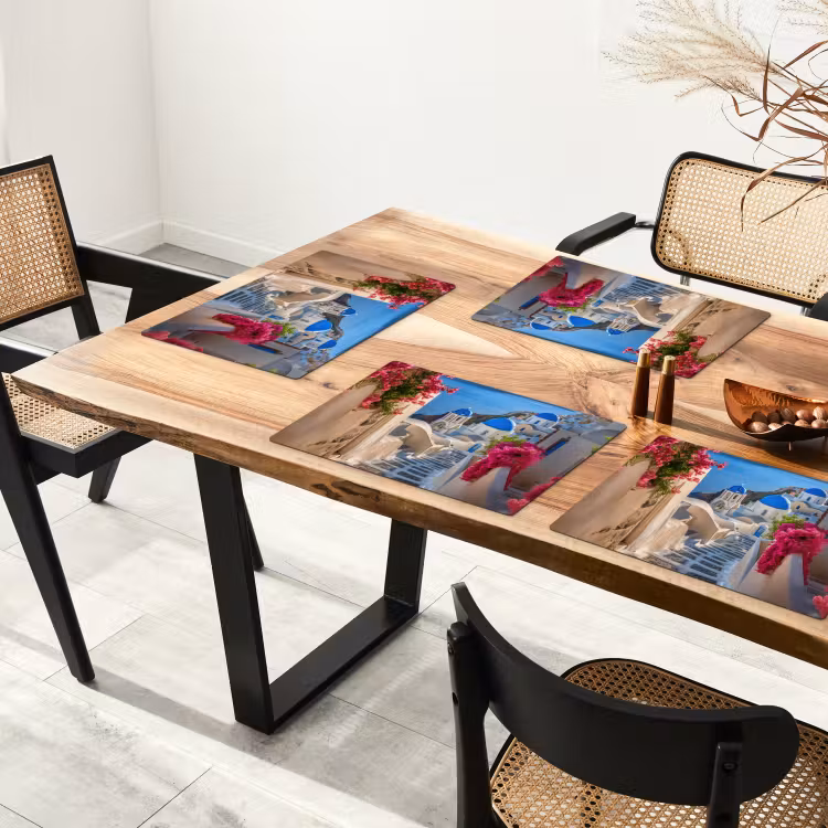 Santorini - Bloemen - Griekenland Placemat vinyl groot -zzsfeer4_Kitchenyeah-website