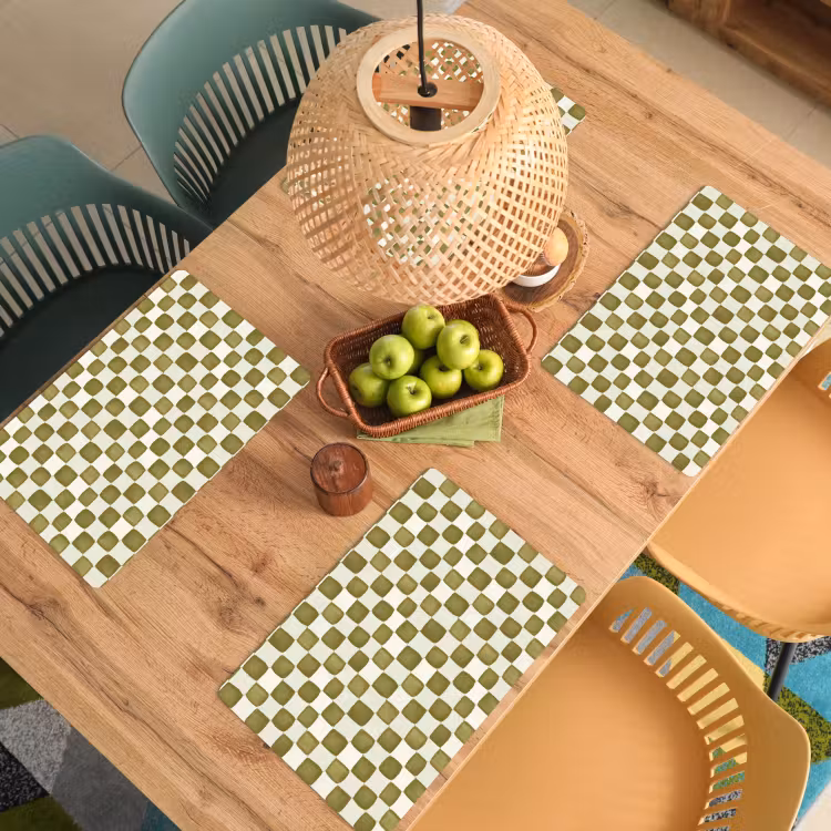 Schaak - Patroon - Groen Placemat vinyl groot 368 -zzsfeer5_Kitchenyeah-website